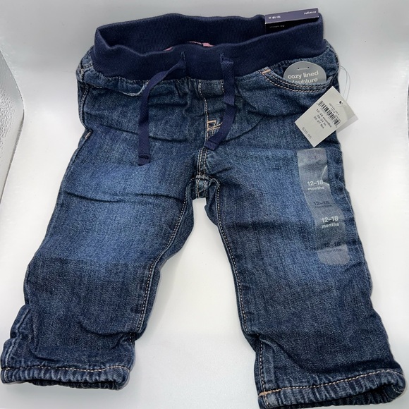 GAP Baby Girl Denim – Fleece Lined Jeans 12–18M NWT - Picture 1 of 7